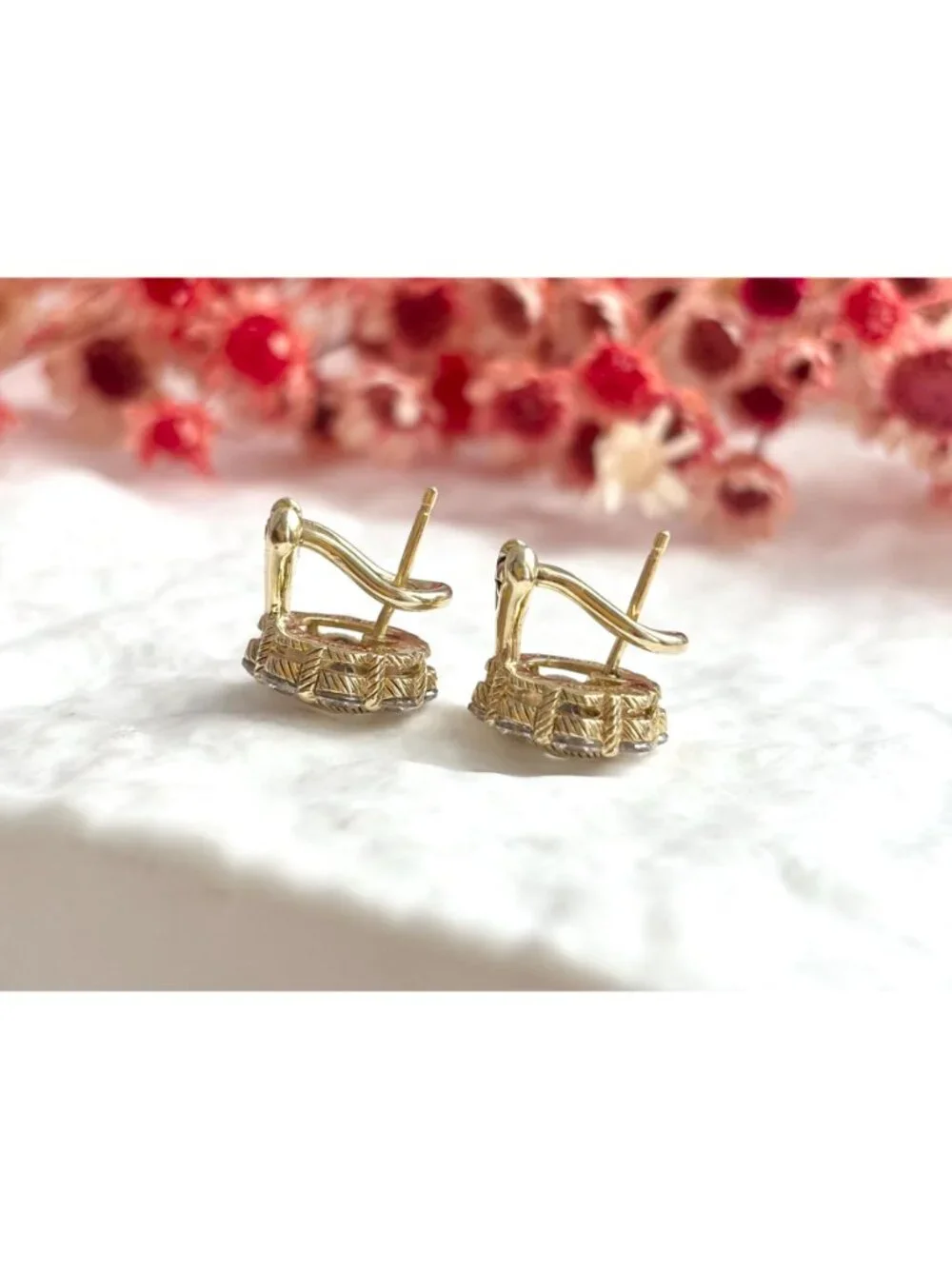Judith Ripka Vermeil Cubic Zirconia Vintage Sterling Silver 925 Stud Earrings